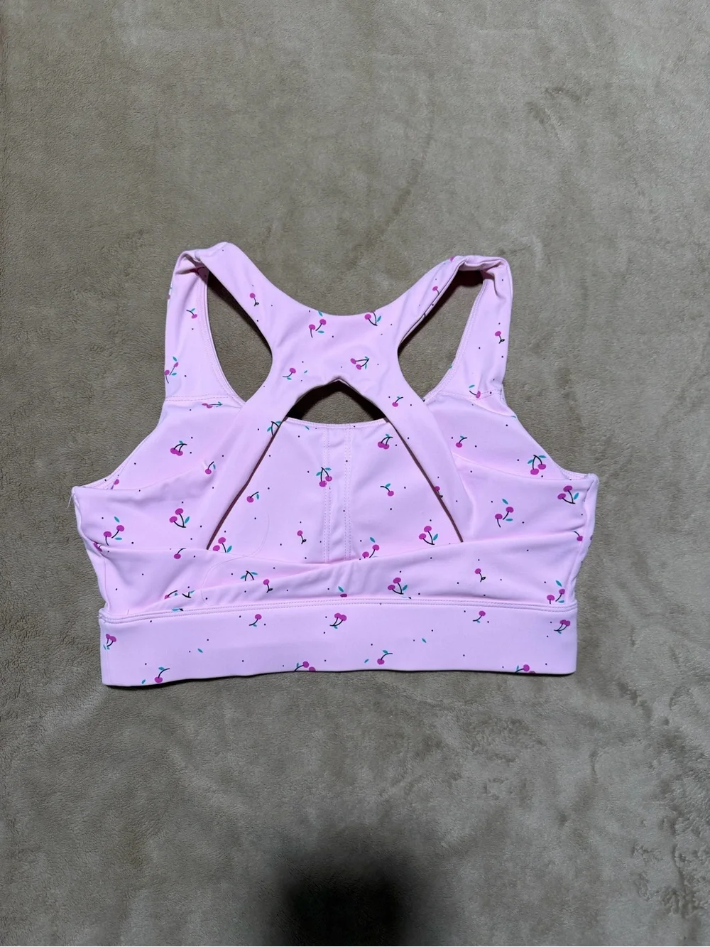 Astoria Light Pink w/ cherries matching Sports Bra & Shorts Activewear Set